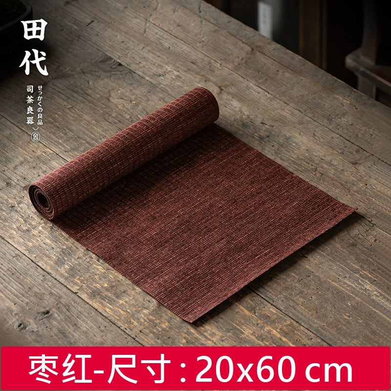 Japanese-style linen kung fu tea cloth, household tea table waterproof and thermal insulation pad, high-end zen tea ceremony tea flag weaving tea party