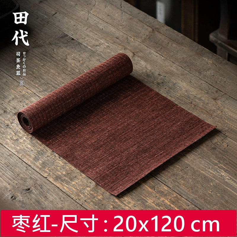 Japanese-style linen kung fu tea cloth, household tea table waterproof and thermal insulation pad, high-end zen tea ceremony tea flag weaving tea party
