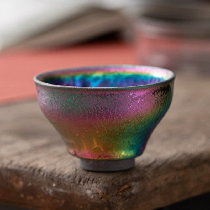 Seven-color Masterpiece Cup Glazed Pottery Transformation Ding Tea Cup Gilded Cup