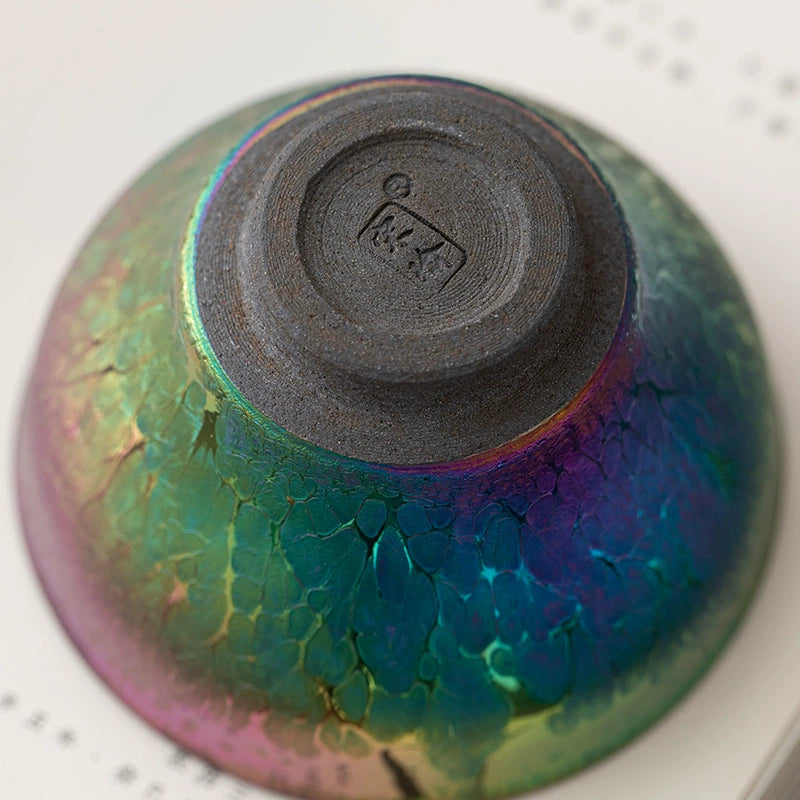 Seven-color Masterpiece Cup Glazed Pottery Transformation Ding Tea Cup Gilded Cup