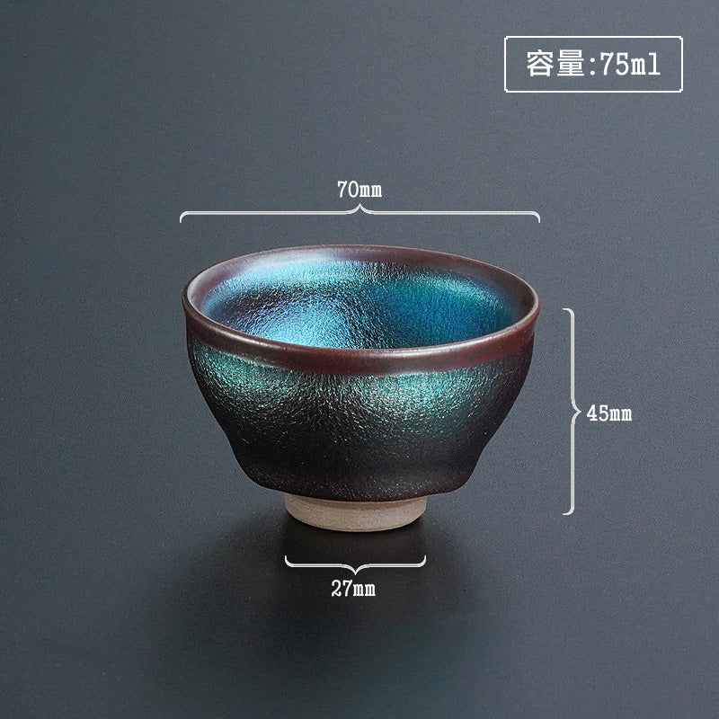 Blue purple kiln-changed glaze Jianzhan single cup tea drinking cup ceramic blank tea set