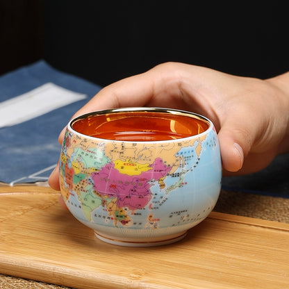 World map Teacup Personal Household Master Cup Large Ceramic Chinese Tea Cup