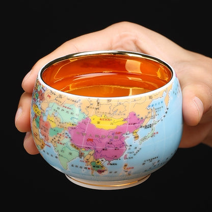 World map Teacup Personal Household Master Cup Large Ceramic Chinese Tea Cup