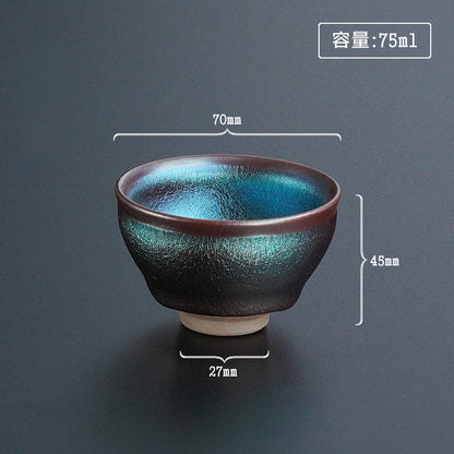 Blue purple kiln-changed glaze Jianzhan single cup tea drinking cup ceramic blank tea set
